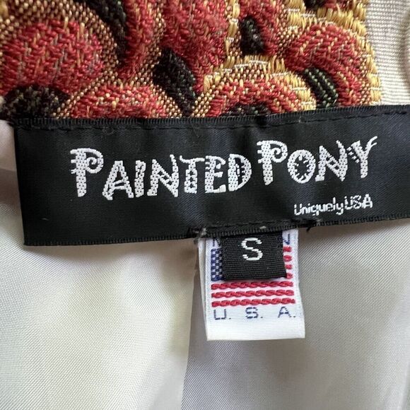 Painted Pony Jacket Monkey Business Womens Size S Tapestry Vintage Made In USA - Picture 5 of 7
